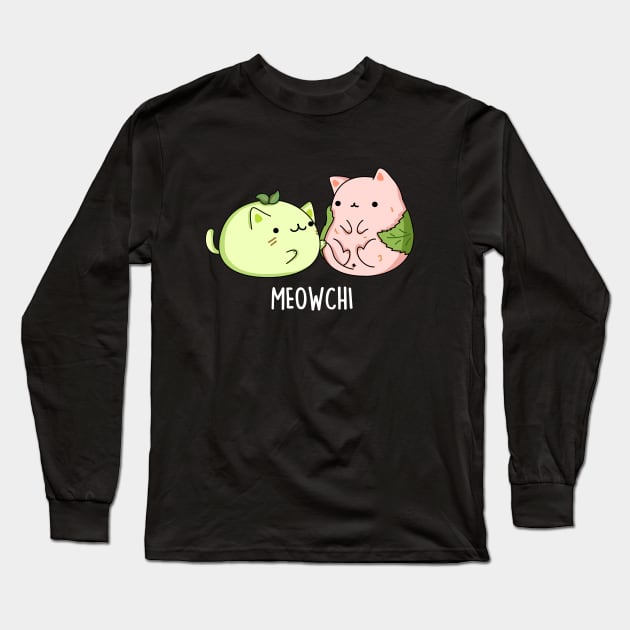 Meowchi Funny Mochi Pun Long Sleeve T-Shirt by punnybone